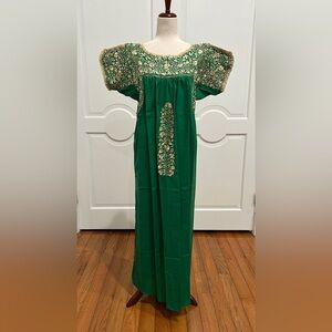 San Antonino Maxi Dress,Oaxaca Mexican dress.Hand Embroidered with Silk threads.